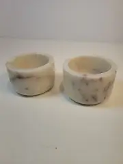 Pair Of Williams Sonoma Marble Stoneware Pinch Cups 2 Inches Tall.