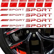 Pincuttee 14pcs Car Decal Stickers,Wheel Rim Decal Sticker,Sport Logo Reflective Stickers,Sport Emblem Car Rear Bumper Sticker,Rear Mirror Decals for All Vehicles(Red,14PCS)