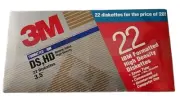 3M 22 Pack 3.5" High Density Formatted DS HD Diskettes IBM Compatible-Sealed