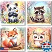 bleihum 4 Pack Animal Paint by Number for Kids with Wooden Frame- Animals Pai