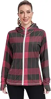 [RPLIFE] Classic Buffalo Check Sun Shirt with Hood, Upf 50+ Zip up Outdoor Jacket, (S-XXL)