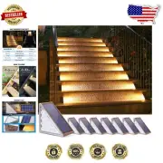 8-Pack Solar Step Lights - Warm White, Triangular Design, Waterproof Outdoor ...