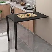 Wall Mount Folding Table, Wooden Drop Leaf Dining Table, Heavy Duty Fold Down Wall Table, Space-Saving Floating Wall Desk for Home Office/Laundry/Bar/Kitchen/Dining Room(Black,75x70cm(30x28in))
