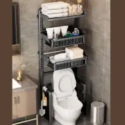 (Black)Over The Toilet Rack Over Toilet Bathroom Organizer Pull Out Adjustabl