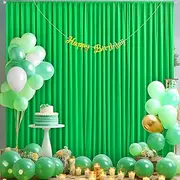 10x10 Green Backdrop Curtain for Parties Baby Shower Wrinkle Free Green Photo Curtains Backdrop Drapes Fabric Decoration for Birthday Party 5ft x 10ft,2 Panels