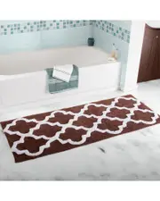 Lavish Home Cotton Extra Long Bath Mat NoSize Chocolate