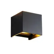 Indoor and Outdoor Aluminum Waterproof LED Adjustable Light Square Wall Lamp black warm white light 6W