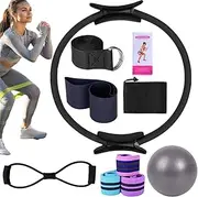 Bsbkoj Yoga Set for Women, Pilates Ring Set - Pilates Ring Set | Yoga Bands Home Equipment Stretch Strap Multifunctional Training Accessories for Women