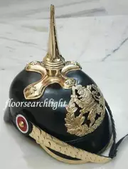 German Prussian Leather Long Spike Pickelhaube Bavarian Officer WWI Helmet Gift