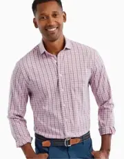 NEW XL JOHNNIE O MSRP $128 OSAGE PREP-FORMANCE BUTTON DOWN SHIRT IN CRIMSON