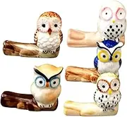 OKUMEYR 5pcs Owl Spoon Rest Chopstick Holder Cute Animal Design for Kitchen Counter Unique Decorative Accessory for Organizing Cutlery Dining Table