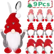 9pcs Christmas Decor Gnome Knife And Fork Set Faceless Old Man Cutlery Set