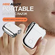 Waterproof Portable USB Men's Shaver Dual-Head Magnetic Mini Electric Razor Compact Beard Trimmer for Men Rechargeable USB Charging Travel Friendly Shaving Dev