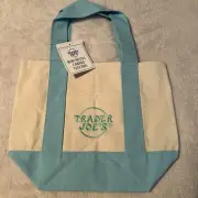 Trader Joe’s Mini Pastel Canvas Tote Bag BLUE NWT