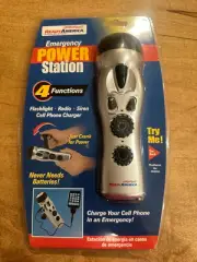 Ready America Emergency Power Station 70801 Hand Crank Flashlight Radio Cell