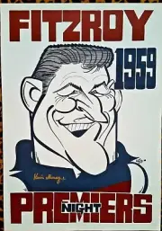 1959 Fitzroy Lions Premiers WEG Poster signed Kevin Murray in GOLD