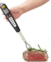 Beyond Group 32 80-09 Digital Meat Instant Read Thermometer with LED Screen and Ready Alarm, Kitchen Probe with Long Fork for Grilling, Barbecue and Cookin, l White
