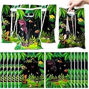 BkeeCten Goodie Party Favor Bags - 50-Pack Reptile Swamp Party Favor Bags Lizard Snake Goody Candy Treat Bags Christmas Winter Xmas New Year Gifts Wrapping Plastic Wildlife Jungle Animal GiftWrap Kids