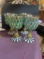 Mackenzie childs Large goblets Set Of 4, Vintage