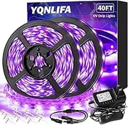 YQNLIFA 40FT Black Light Strip, Blacklight Flexible & Adhesive 720 LEDs, Black Light for Halloween, Neon Party, Birthday, Display Uranium Vaseline Glass, Posters, Curing Resin, Non-Waterproof Decor