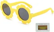 [BABIEOJO] Baby Sunglasses with Strap Toddler Sunglasses Plorized UV400 Flower Sunglasses Flexible Frame for Newborn Infant Girls Boys Age 0-3 Years