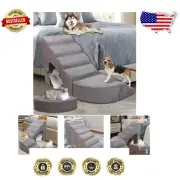 Versatile Memory Foam Dog Ramps - 6-Step Design for High Beds Up to 60 lbs