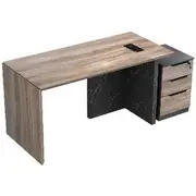 Logan Reversible Executive Desk Warm Oak/Black Marble