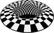 3D Carpet, Polyester Fiber Bottomless Hole Illusion 3D Area Carpet, Creative Funny Round Checkered Vortex Optical Illusions Rug for Bedroom, Dining Room (80cm)