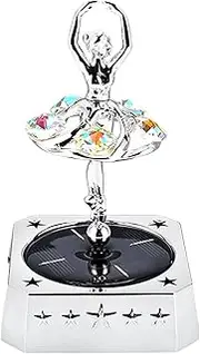 Solar Car Air Freshener, Rotating Ballerina Fragrance Diffuser, Long Lasting Scent Aromatherapy, Automatic Motion, Elegant Dashboard Decoration, Gold, Silver
