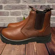 S Fellas Hercules Composite Toe Work Boots Mens 9 Brown Stretch Sides Pull On