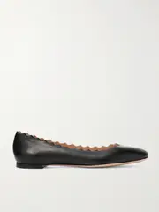 [Chloé] Chloé - + Net Sustain Lauren Scalloped Leather Ballet Flats - Black - IT42 IT 42 Black