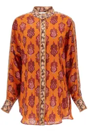 [ZIMMERMANN] ZIMMERMANN orange silk shirt ikat long sleeve loose fit 0 Orange