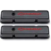 Proform 141-712 Carbon-Style Valve Covers with Red Emblems (for: Chevrolet)