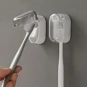 2PCS Travel Toothbrush Head Covers Caps, Tooth Brush Protector Case Wall Mounted Hanging Rack Organizer for Travel, Camping, Bathroom, School, Business Grey