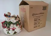 HOME INTERIORS HOME HOLIDAYS SNOWMAN FAMILY CANDLE CAPPER SHADE CHRISTMAS~5"~NIB