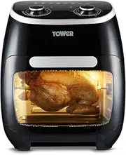 Tower T17038 Xpress 5-in-1 Manual Air Fryer Oven with Rapid Air Circulation, 60-Minute Timer, 11L, 2000W, Black