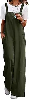 [YESNO] Women's Casual Corduroy Overalls Adjustable Straps Baggy Pants Wide Leg Jumpsuits with Pockets PC2, Army Green, Medium