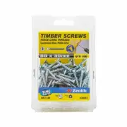 Zenith 8G x 30mm Zinc Plated Hinge-Long Thread Countersunk Head Timber Screws -