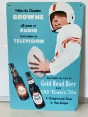 Gold Bold Beer Cleveland Browns Metal Sign - NFL - Old Timers Ale