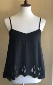 Volcom Women's Black Casual Strappy Cut out And Run Cami Top