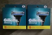 Gillette Mach 3 Razor Blade Refills - 10 Count Pack X 2 = 20 Cartridges NEW