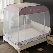 Simple Grid Pattern Mosquito Net Single Bed Mosquito Net 1.2m-2m Room Yurt Mosquito Net Foldable Bed Net Tent -sanmen,Pink-2.0 * 2.2m