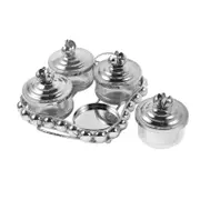 Silver Crystal Glass Candy Jar Canisters Set of 4 with Tray 27*22*12 cm