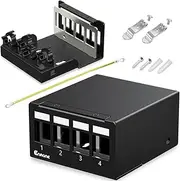 Enmane 4 Port Patch Panel Blank Keystone Patch Panel UTP&STP Compatible with LC/SC/ST/FC/USB/HDMI Keystone Jack for Desk Mount Home Ethernet Termination Box