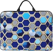 GaxfjRu Blue Hexagons and Diamond print Resistant Notebook Computer Pocket Case,Carrying Bag Compatible to 14Inches Laptop, Black, One Size