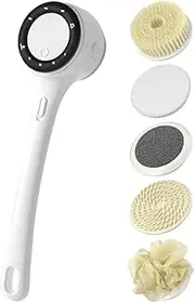 SVCEQZE Electric Body Brush - Electric Bath Brush | 3 Intensity Settings Digital Display Scrubbing Tool Long Handle for Clogged Pores Care In Hot Weather Hotel Bathroom