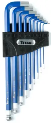 Titan 12714 9-Piece Metric Extra Long Ball End Hex Key Set - Blue