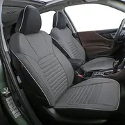 EKR Forester Car Seat Cover Full Set for Subaru Forester 2009 2010 2011 2012 2013,Automotive Seat Covers for Cars,Front Back Seat Covers,Waterproof Seat Protector,Leather (Black/Gray)