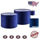 Modern 16" Blue Velvet Drum Lampshade Set for Table & Floor Lamps - 2 Pack