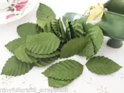 LEAVES Dark GREEN LARGE x 40 Pack Paper- 48mm long x 28mm wide Manor House